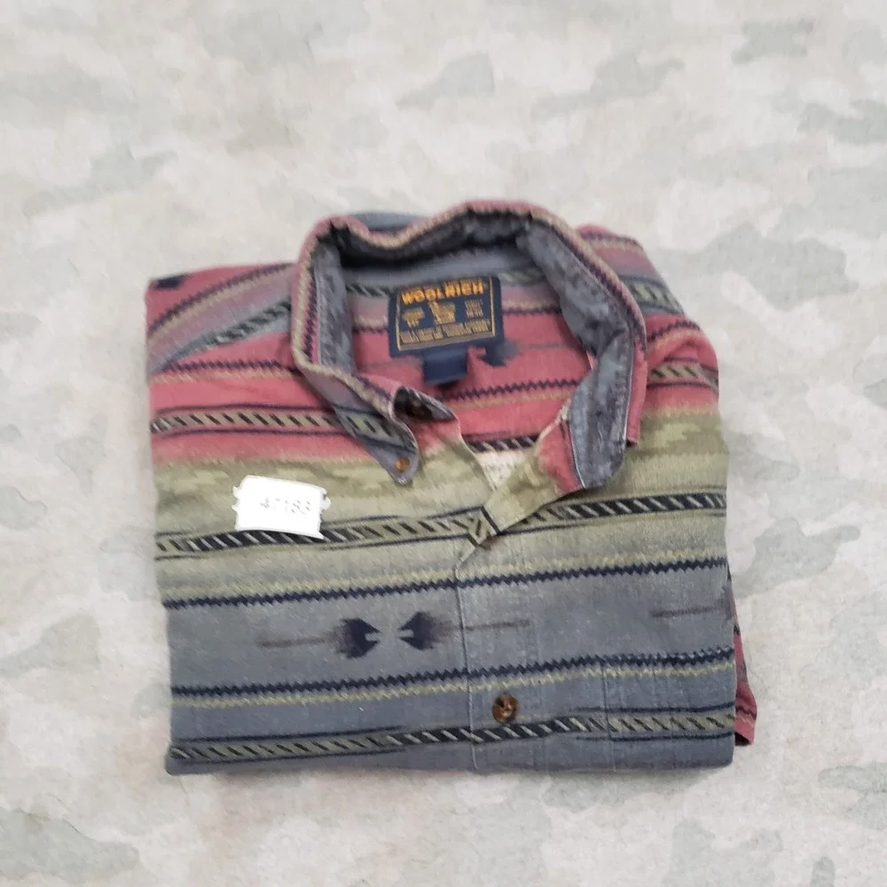 Woolrich‎ Shirt Mens XL Multicolor Long Sleeve Button Up Aztec Southwestern
